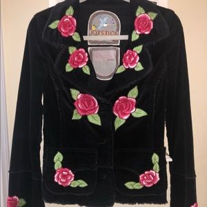 JOYSTICK Vintage Black Rose Embroidered Jacket